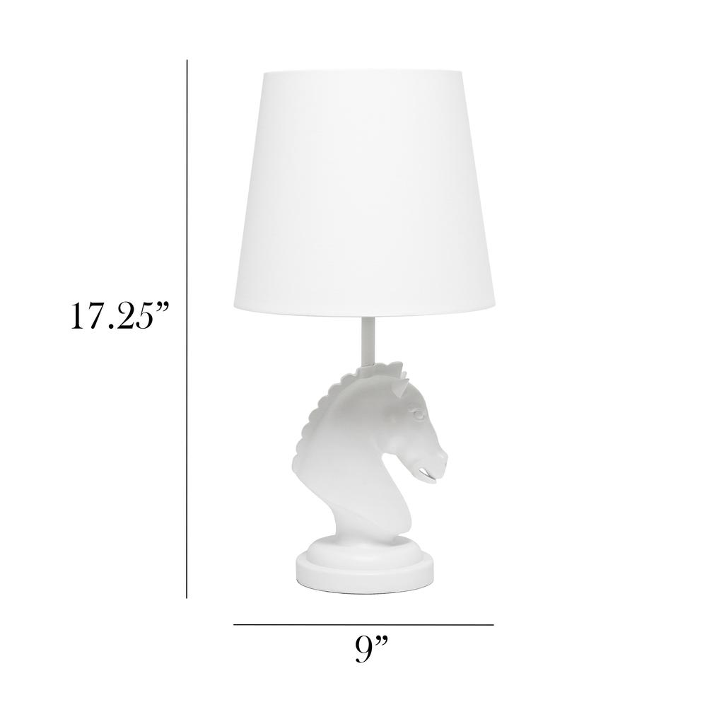 Simple Designs 17.25" Tall Polyresin Decorative Chess Horse Shaped Bedside Table Desk Lamp White. Picture 6