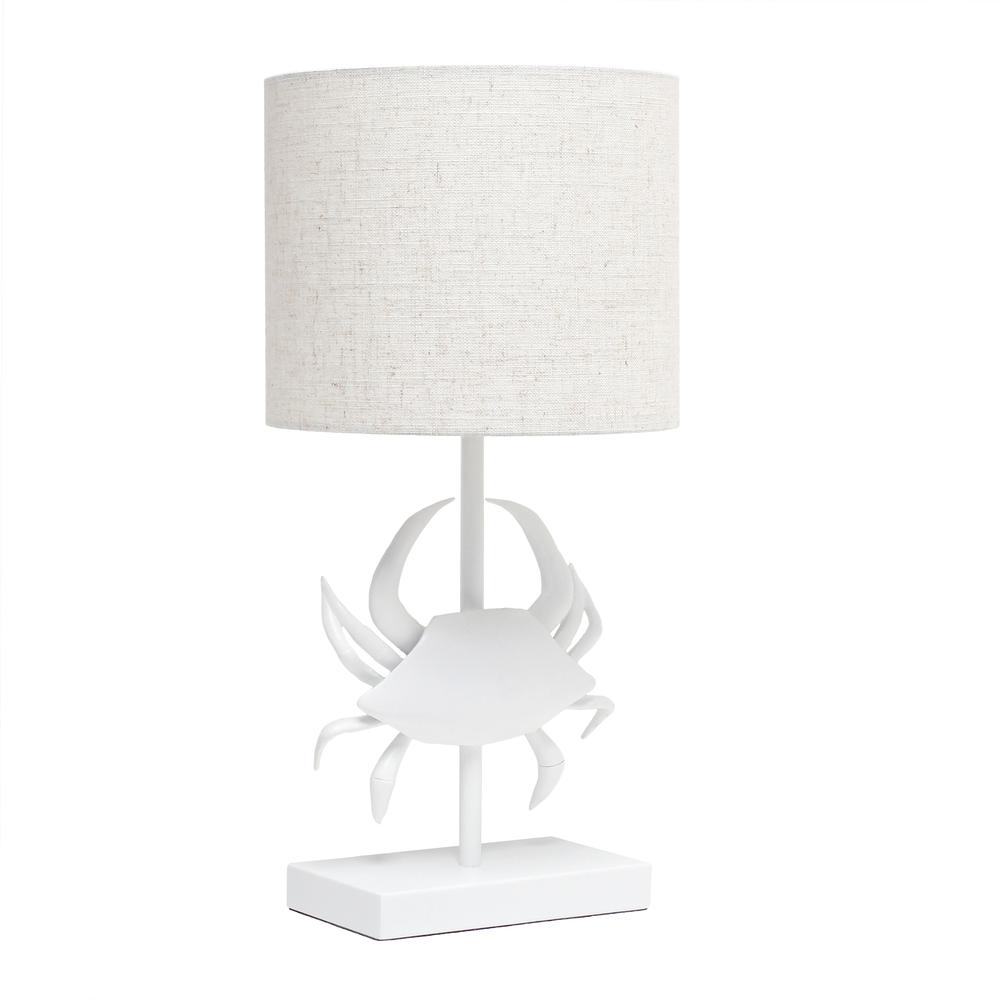 Simple Designs Shoreside 18.25" Tall Pinching Crab Shaped Bedside Table Desk Lamp Light Beige. Picture 2