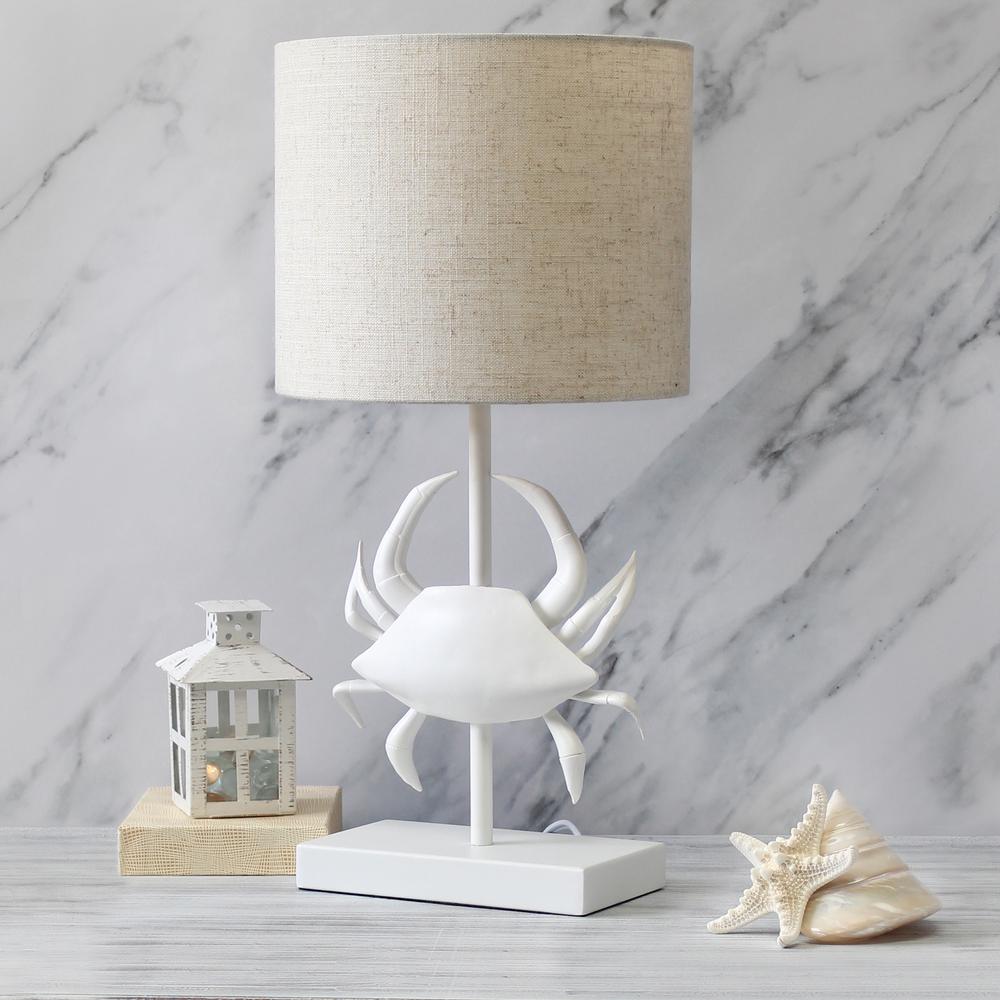 Simple Designs Shoreside 18.25" Tall Pinching Crab Shaped Bedside Table Desk Lamp Light Beige. Picture 4