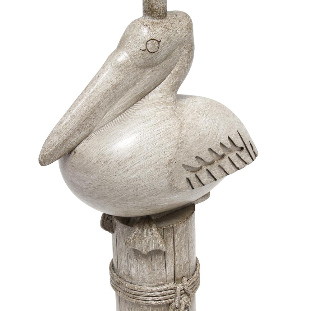 17.25" Tall Coastal Sitting Pelican Beige Wash Polyresin Bedside Table Desk Lamp. Picture 5