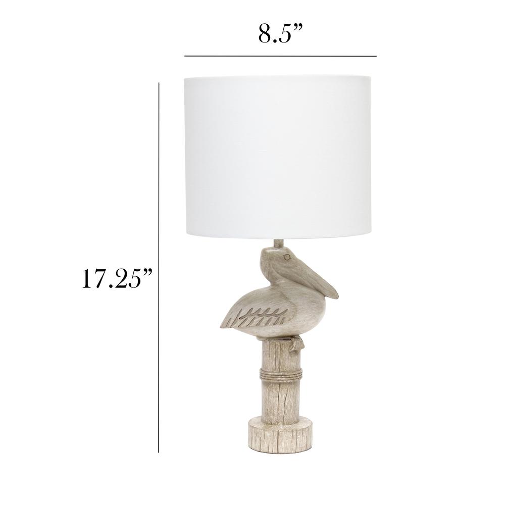 17.25" Tall Coastal Sitting Pelican Beige Wash Polyresin Bedside Table Desk Lamp. Picture 6