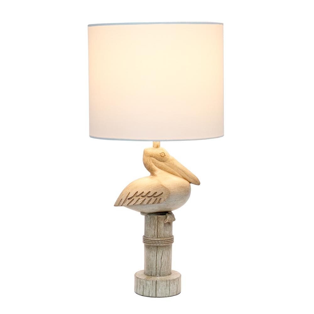17.25" Tall Coastal Sitting Pelican Beige Wash Polyresin Bedside Table Desk Lamp. Picture 9