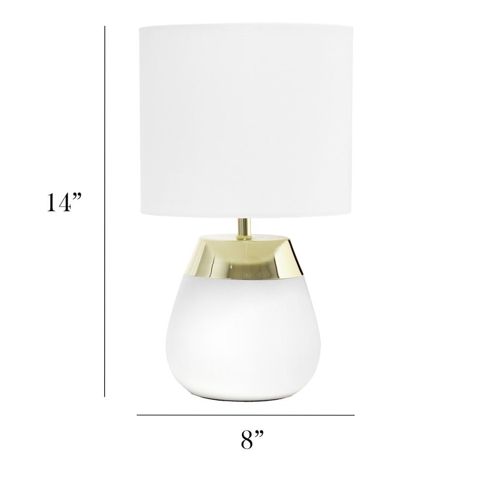 Simple Designs 14" Tall Modern Contemporary Two Toned Metallic Gold and White Metal Bedside 4 Settings Touch Table Desk Lamp White. Picture 6