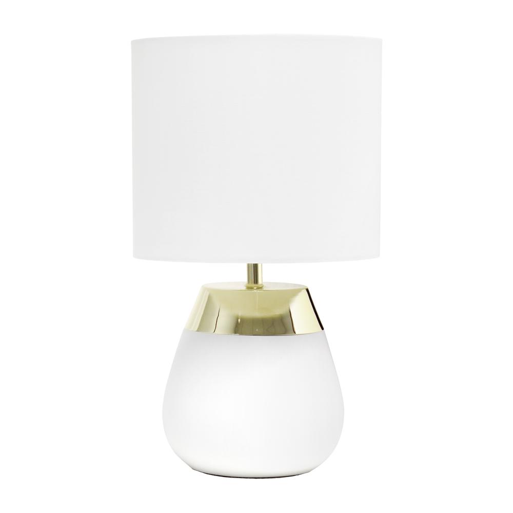 Simple Designs 14" Tall Modern Contemporary Two Toned Metallic Gold and White Metal Bedside 4 Settings Touch Table Desk Lamp White. Picture 8
