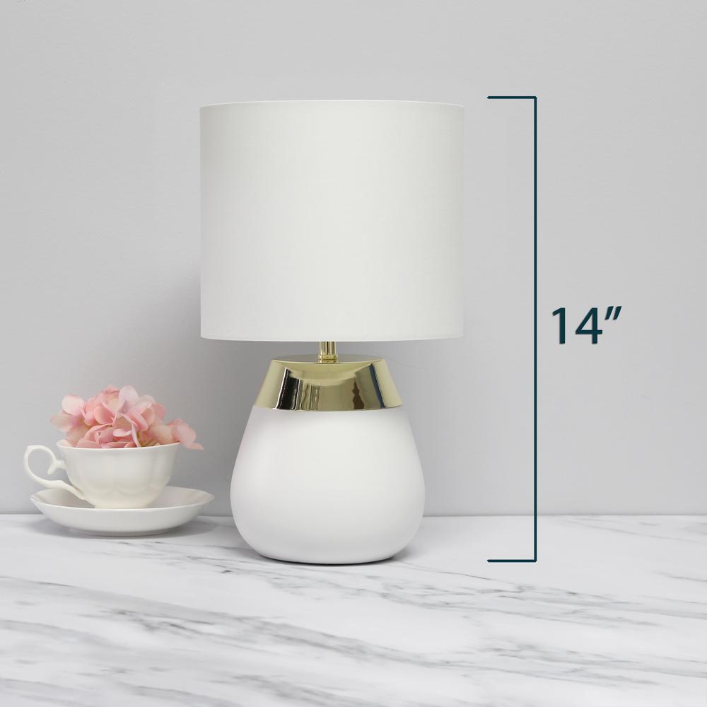 Simple Designs 14" Tall Modern Contemporary Two Toned Metallic Gold and White Metal Bedside 4 Settings Touch Table Desk Lamp White. Picture 10