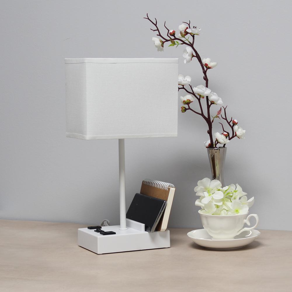 15.3" Tall Modern Rectangular Multi-Use 1 Light Bedside Table Desk Lamp. Picture 12