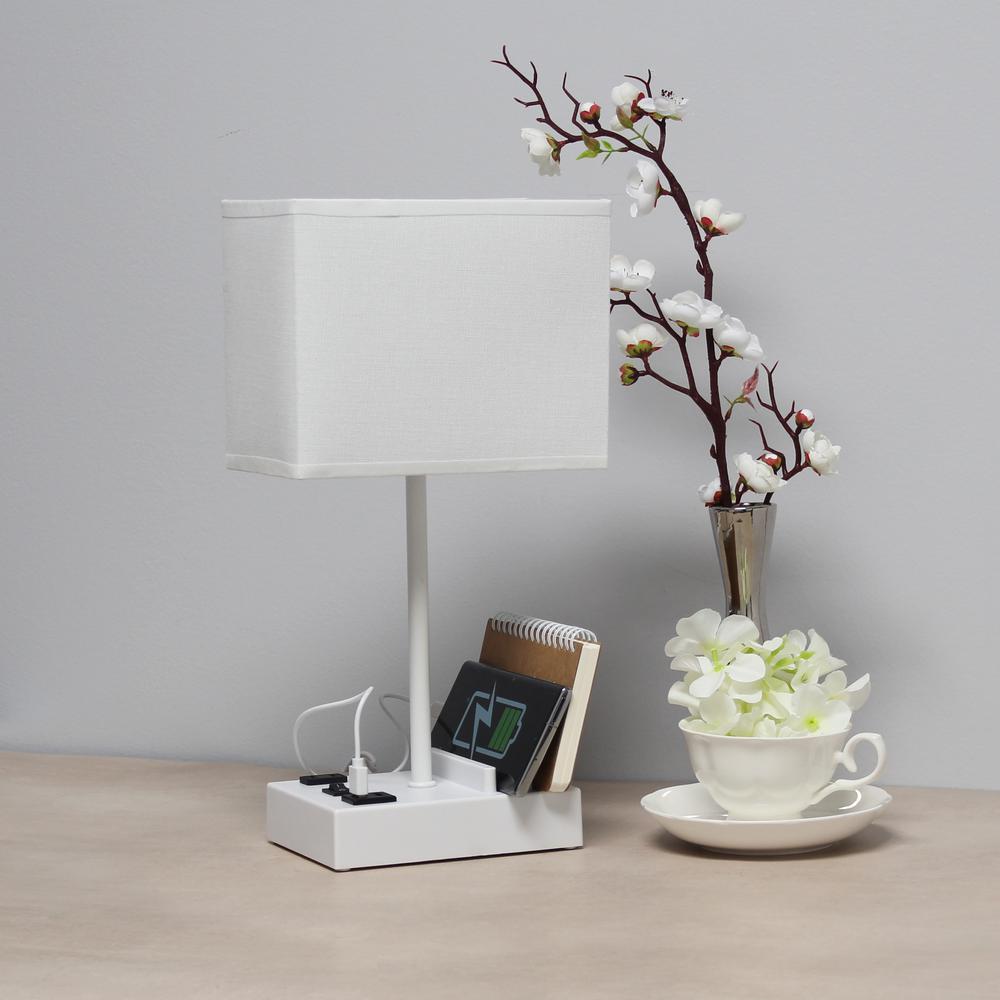 15.3" Tall Modern Rectangular Multi-Use 1 Light Bedside Table Desk Lamp. Picture 13