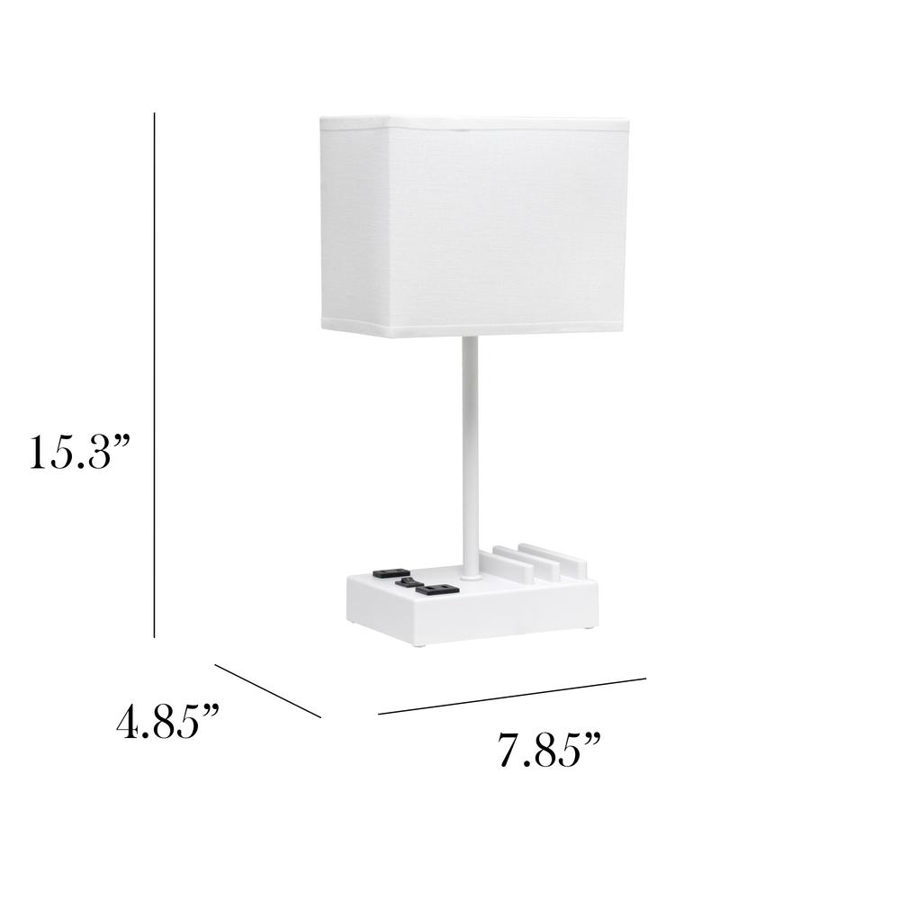 15.3" Tall Modern Rectangular Multi-Use 1 Light Bedside Table Desk Lamp. Picture 5