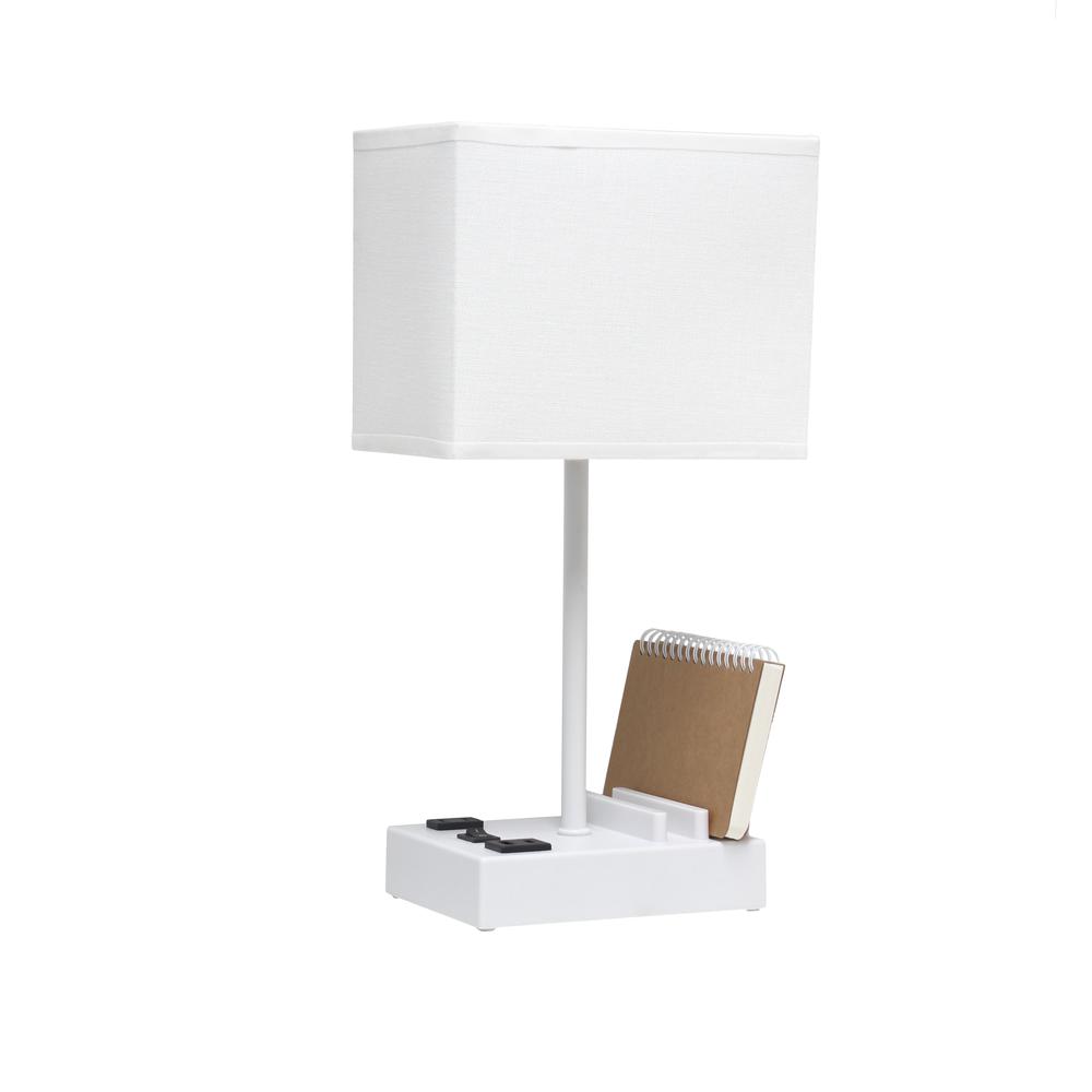 15.3" Tall Modern Rectangular Multi-Use 1 Light Bedside Table Desk Lamp. Picture 3