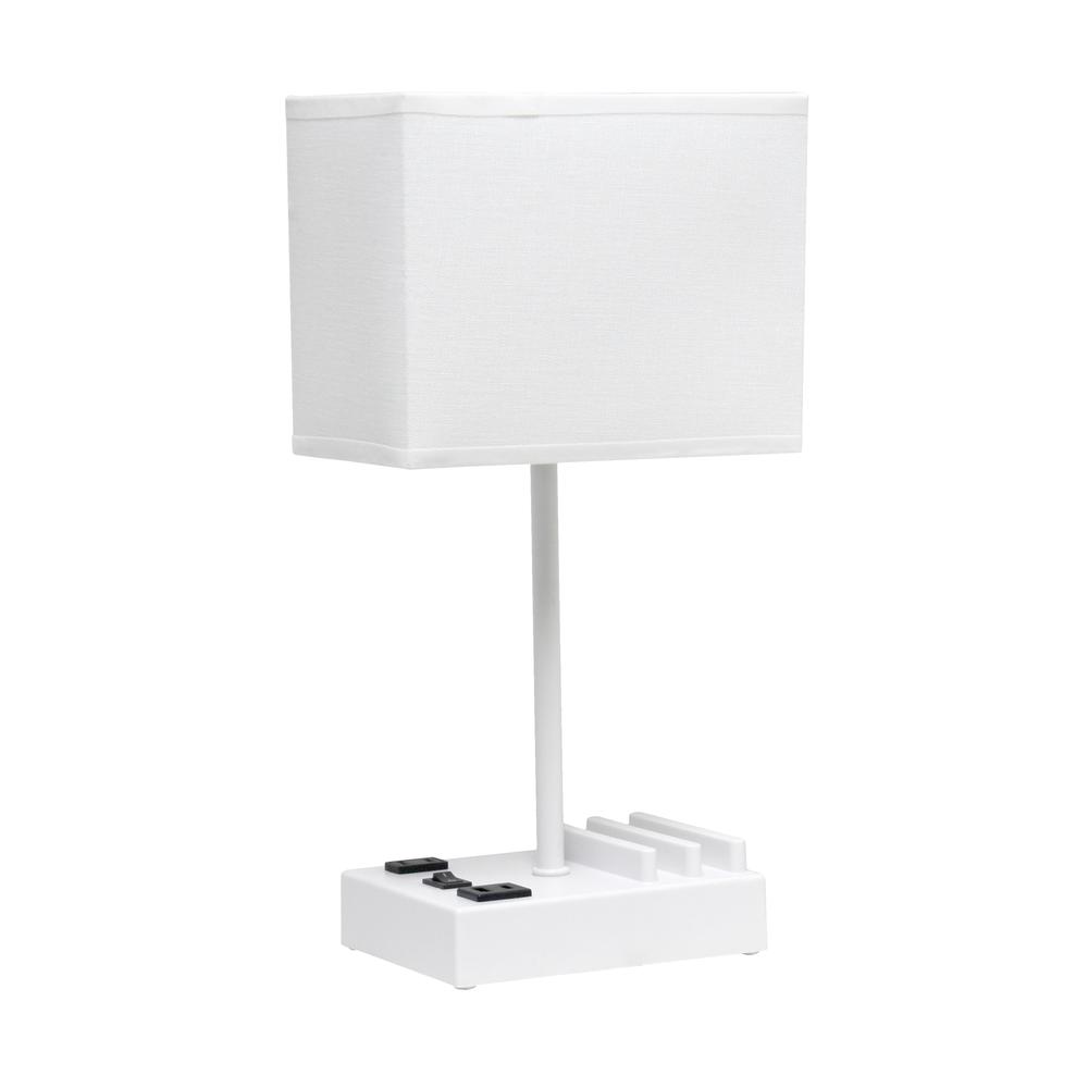 15.3" Tall Modern Rectangular Multi-Use 1 Light Bedside Table Desk Lamp. Picture 1