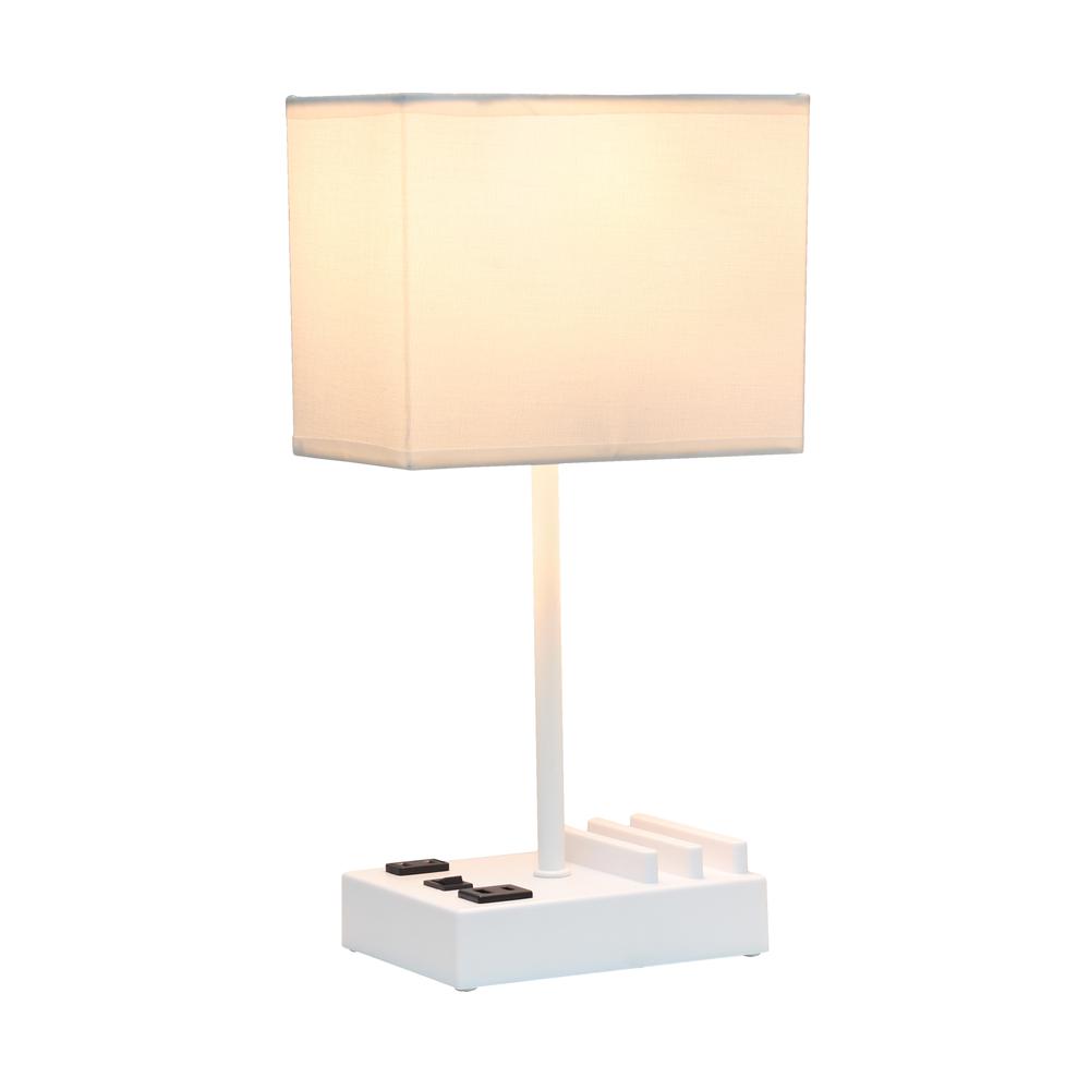 15.3" Tall Modern Rectangular Multi-Use 1 Light Bedside Table Desk Lamp. Picture 4