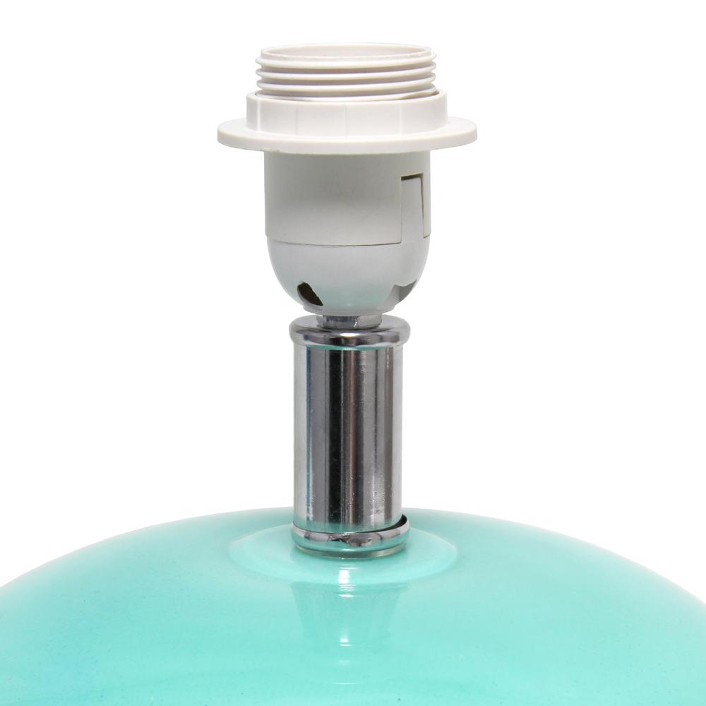 15.25" Modern Ceramic Egg Bedside Table Lamp with White Fabric Shade, Aqua. Picture 10
