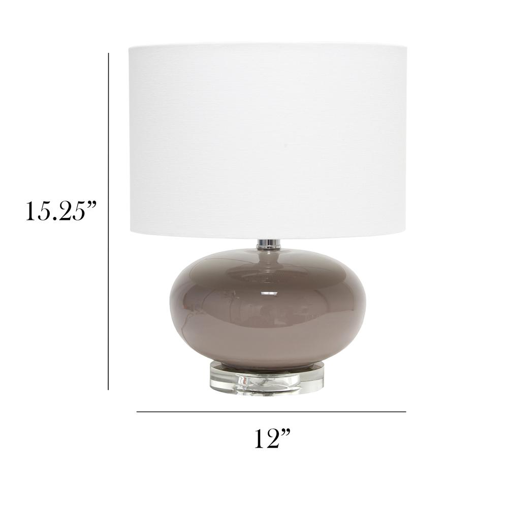 15.25" Modern Ceramic Table Lamp with White Fabric Shade, Gray. Picture 3
