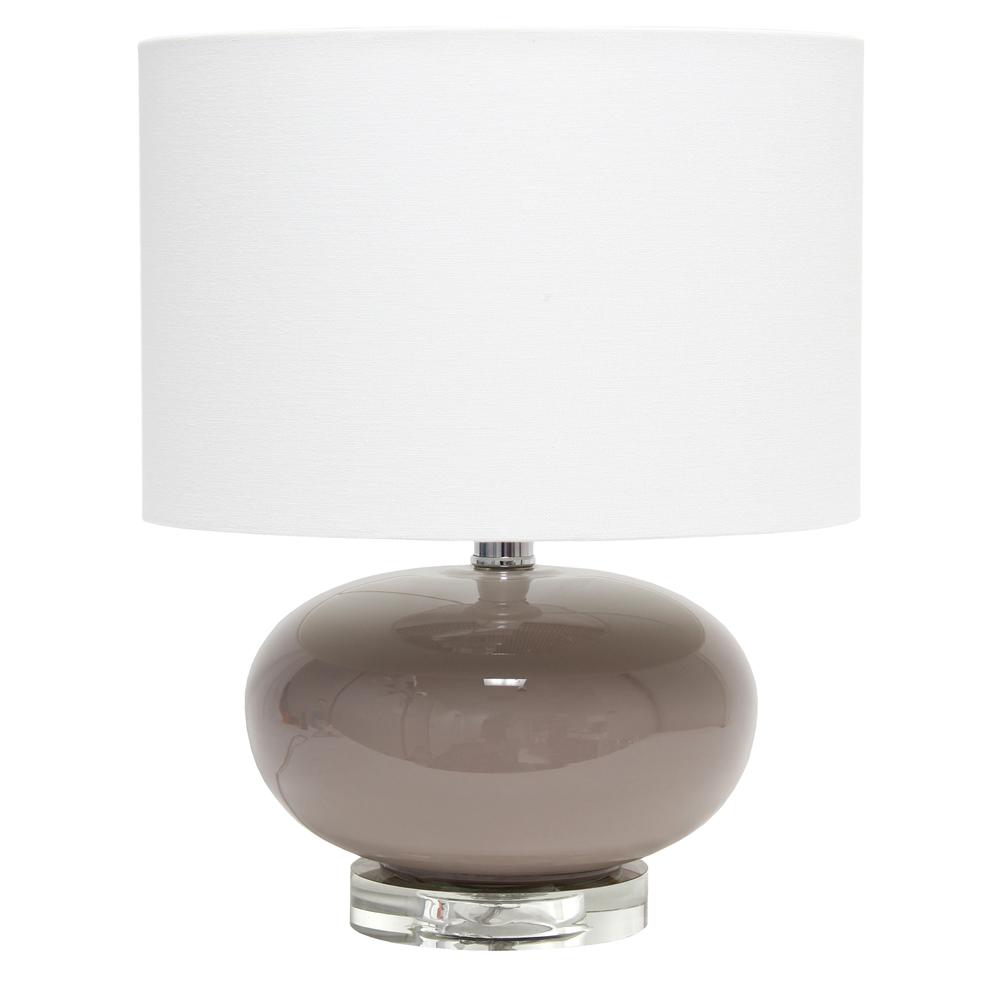 15.25" Modern Ceramic Table Lamp with White Fabric Shade, Gray. Picture 7