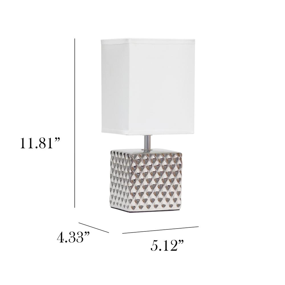 Simple Designs 11.81" Tall Desk Lamp with Rectangular White Fabric Shade. Picture 5