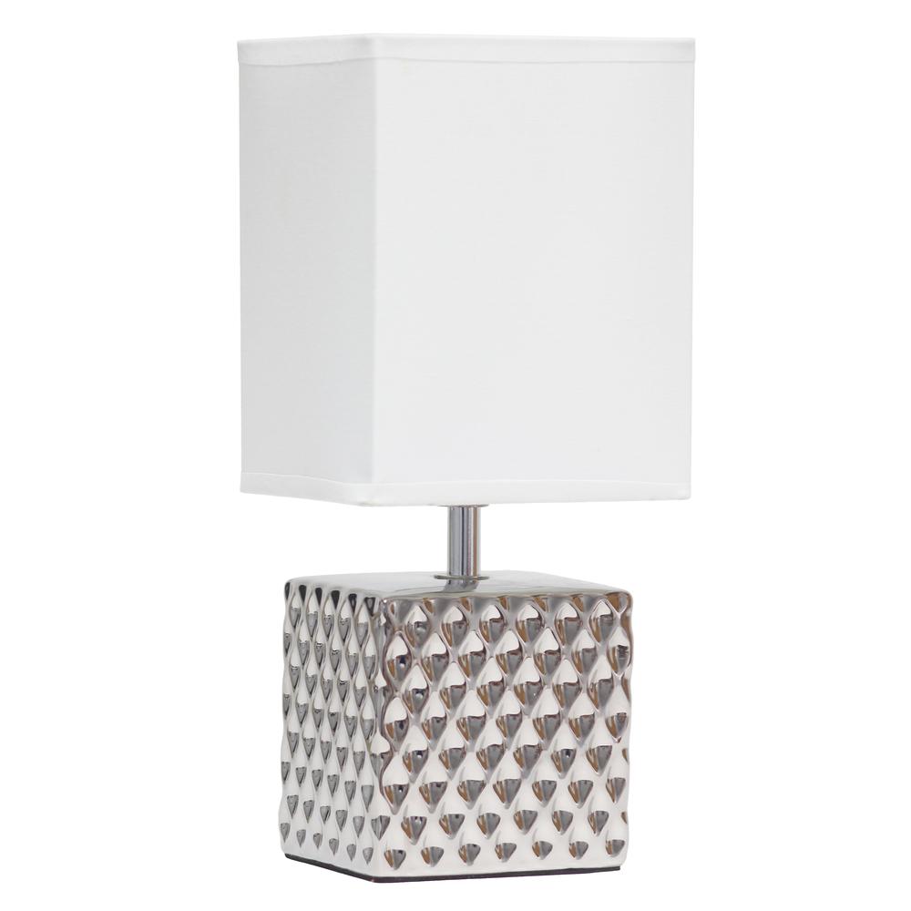 Simple Designs 11.81" Tall Desk Lamp with Rectangular White Fabric Shade. The main picture.