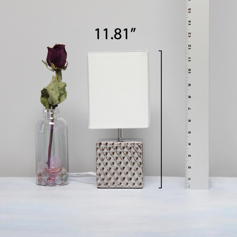 Simple Designs 11.81" Tall Desk Lamp with Rectangular White Fabric Shade. Picture 8
