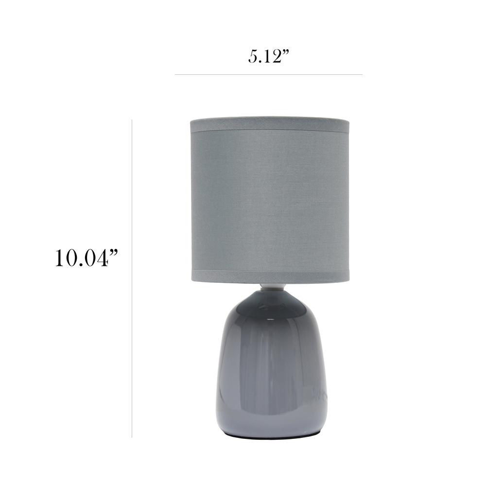 Simple Designs 10.04" Tall Ceramic Thimble Base Bedside Table Desk Lamp, Gray. Picture 5