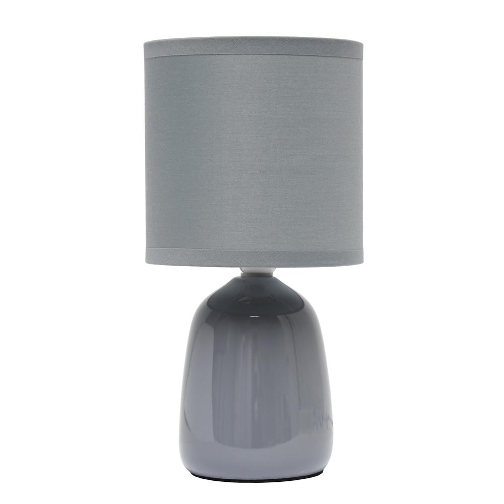 Simple Designs 10.04" Tall Ceramic Thimble Base Bedside Table Desk Lamp, Gray. Picture 1