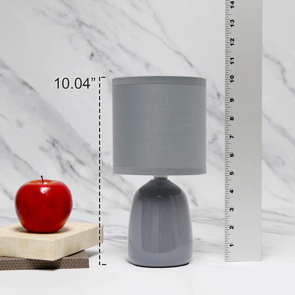Simple Designs 10.04" Tall Ceramic Thimble Base Bedside Table Desk Lamp, Gray. Picture 8