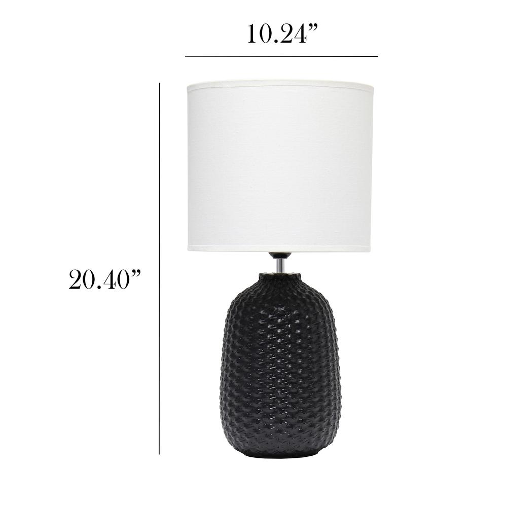 Simple Designs 20.4" Desk Lamp with White Fabric Drum Shade, Black. Picture 5