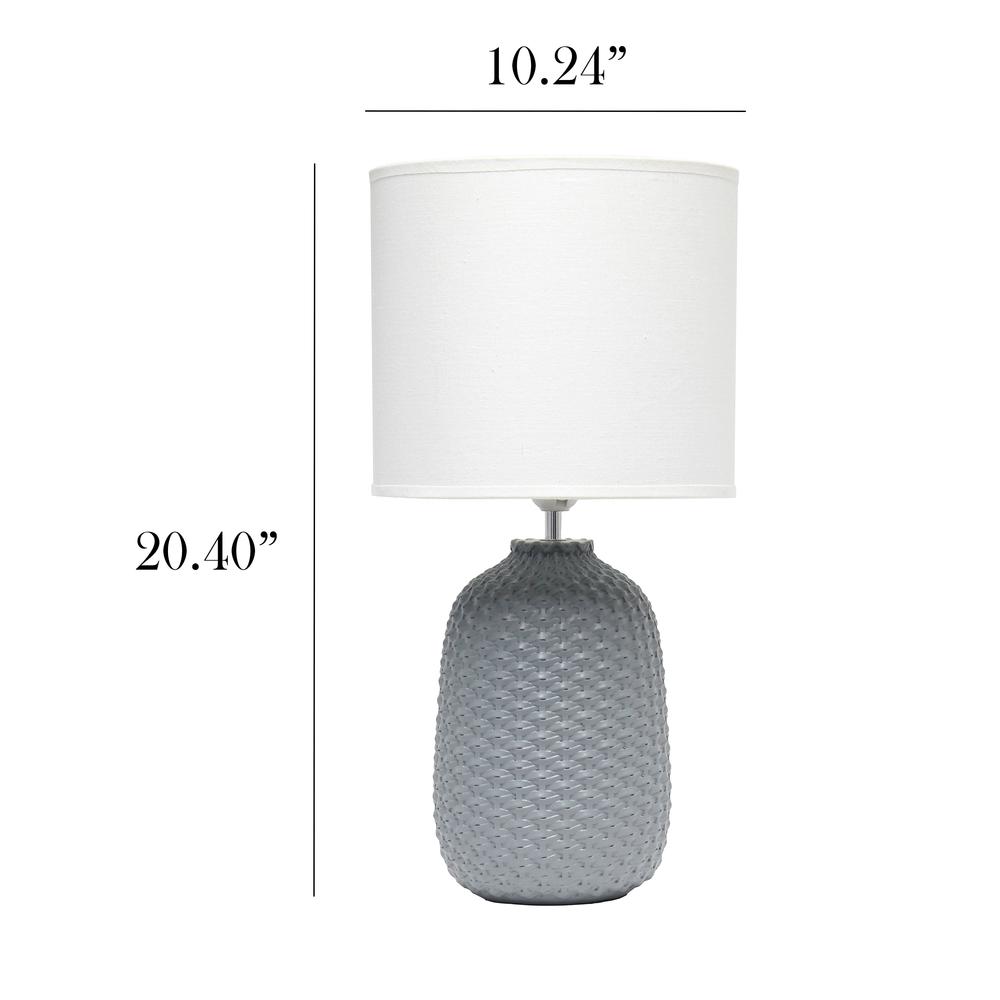 Simple Designs 20.4" Desk Lamp with White Fabric Drum Shade, Gray. Picture 5