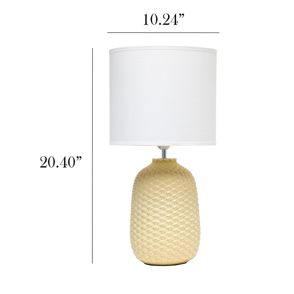 Simple Designs 20.4" Desk Lamp with White Fabric Drum Shade, Yellow. Picture 5