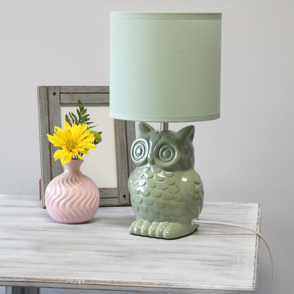 12.8" Tall Contemporary Ceramic Owl Bedside Table Desk Lamp. Picture 4