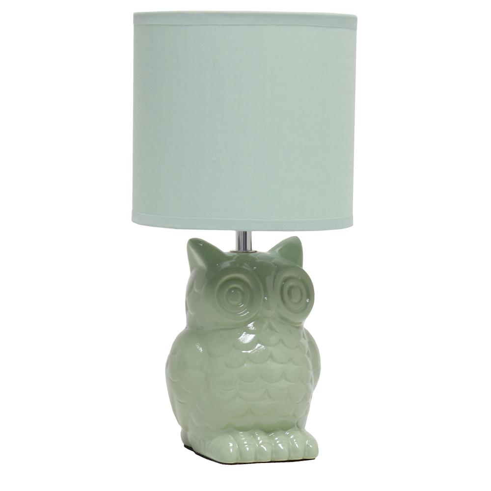 12.8" Tall Contemporary Ceramic Owl Bedside Table Desk Lamp. Picture 1