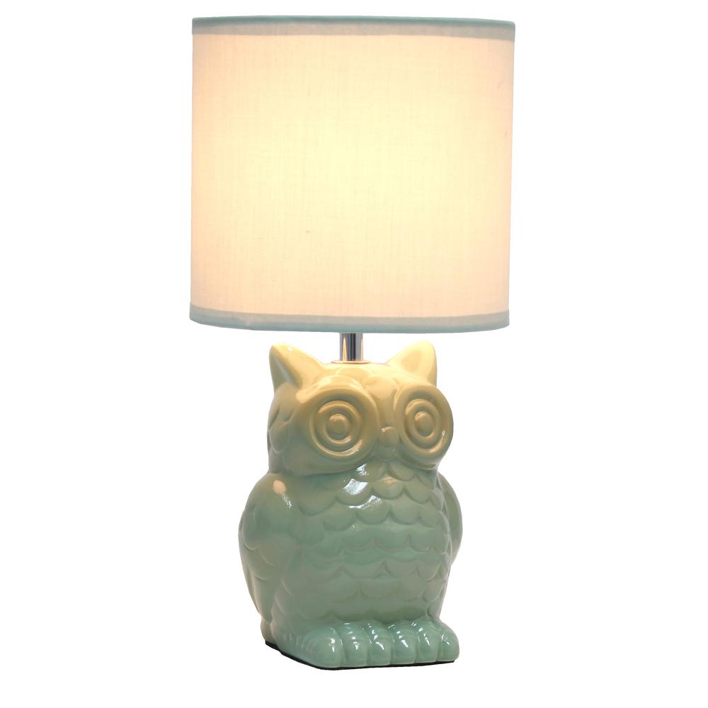 12.8" Tall Contemporary Ceramic Owl Bedside Table Desk Lamp. Picture 8