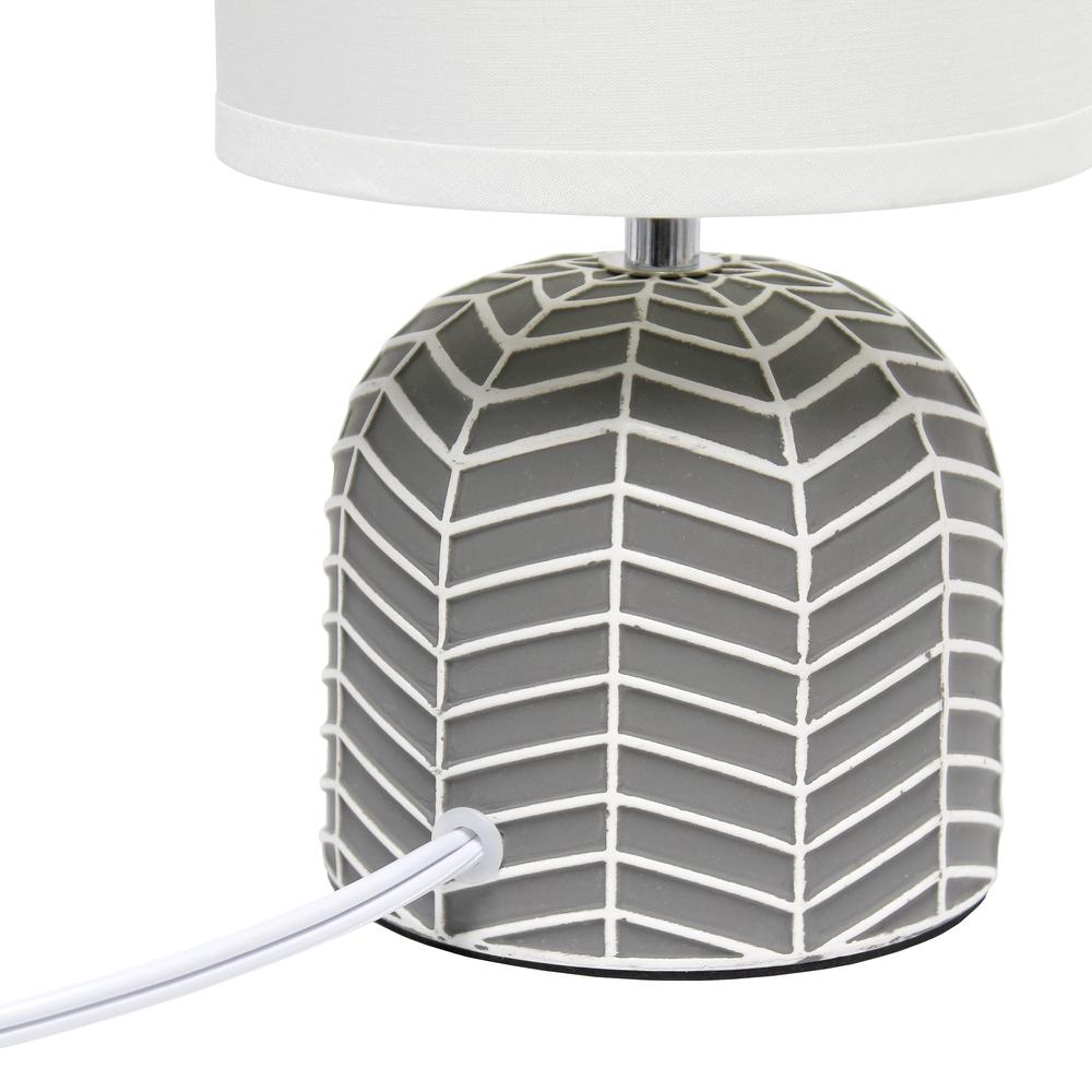 Simple Designs 10.43" Desk Lamp with White Fabric Drum Shade, Gray. Picture 3