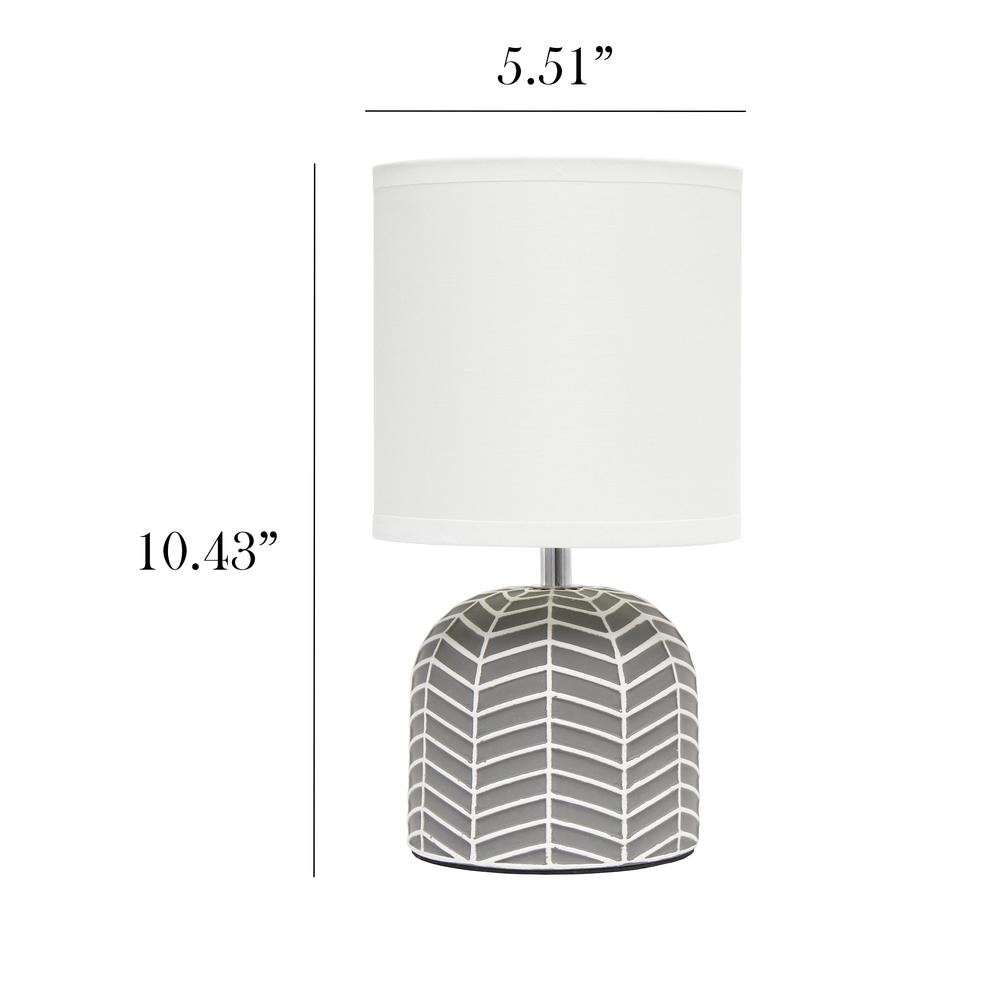 Simple Designs 10.43" Desk Lamp with White Fabric Drum Shade, Gray. Picture 5