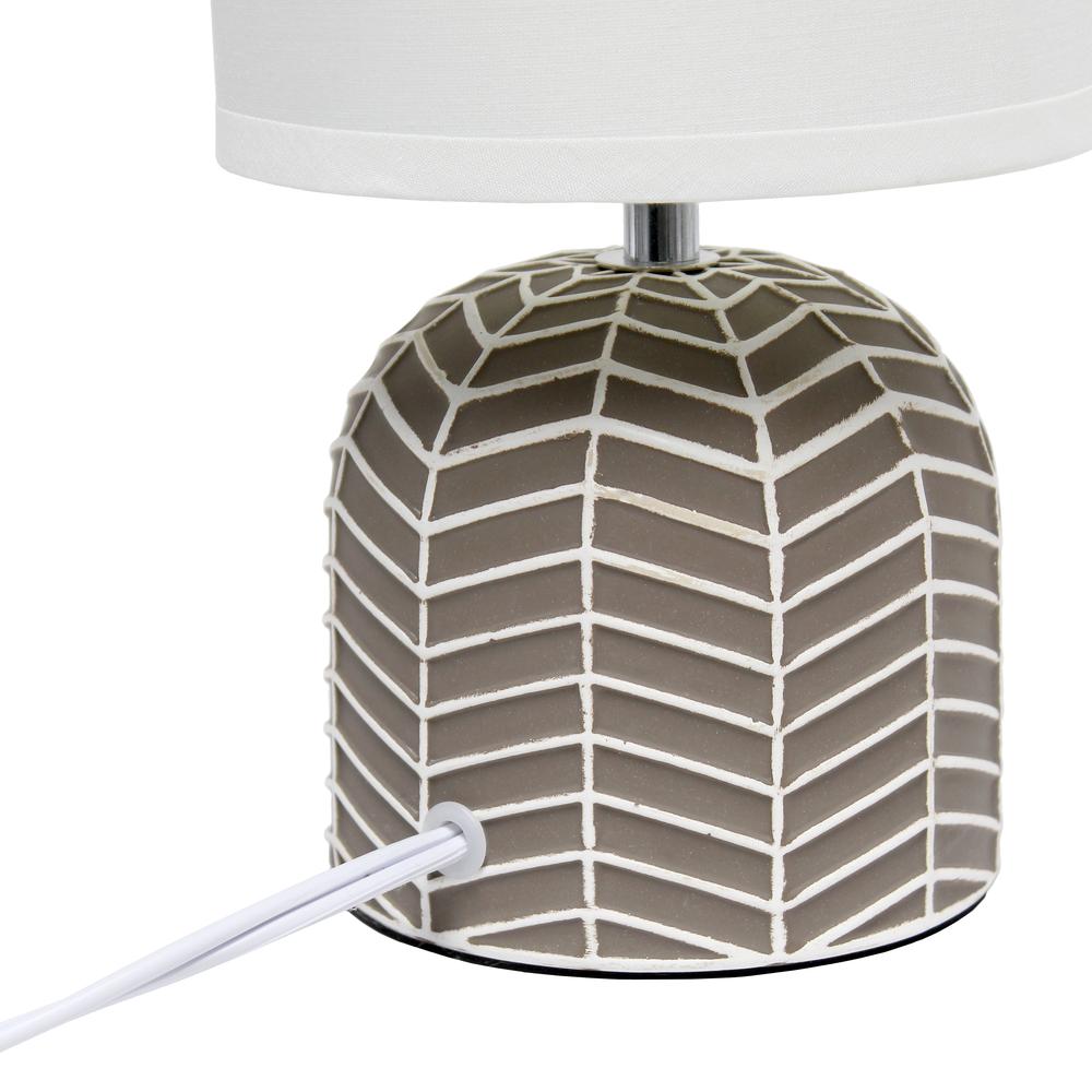 Simple Designs 10.43" Desk Lamp with White Fabric Drum Shade, Taupe. Picture 3