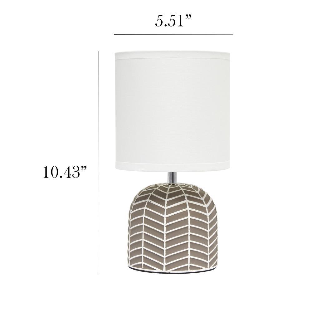 Simple Designs 10.43" Desk Lamp with White Fabric Drum Shade, Taupe. Picture 5
