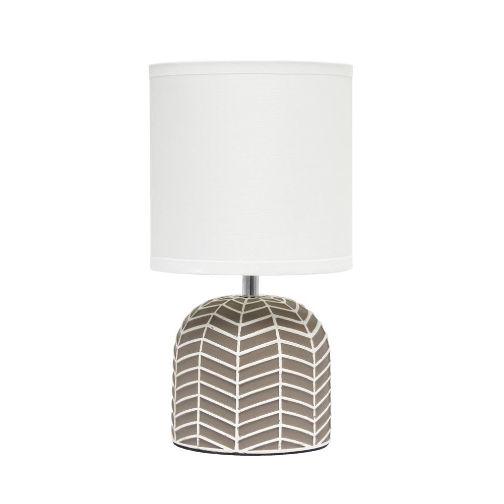 Simple Designs 10.43" Desk Lamp with White Fabric Drum Shade, Taupe. Picture 1