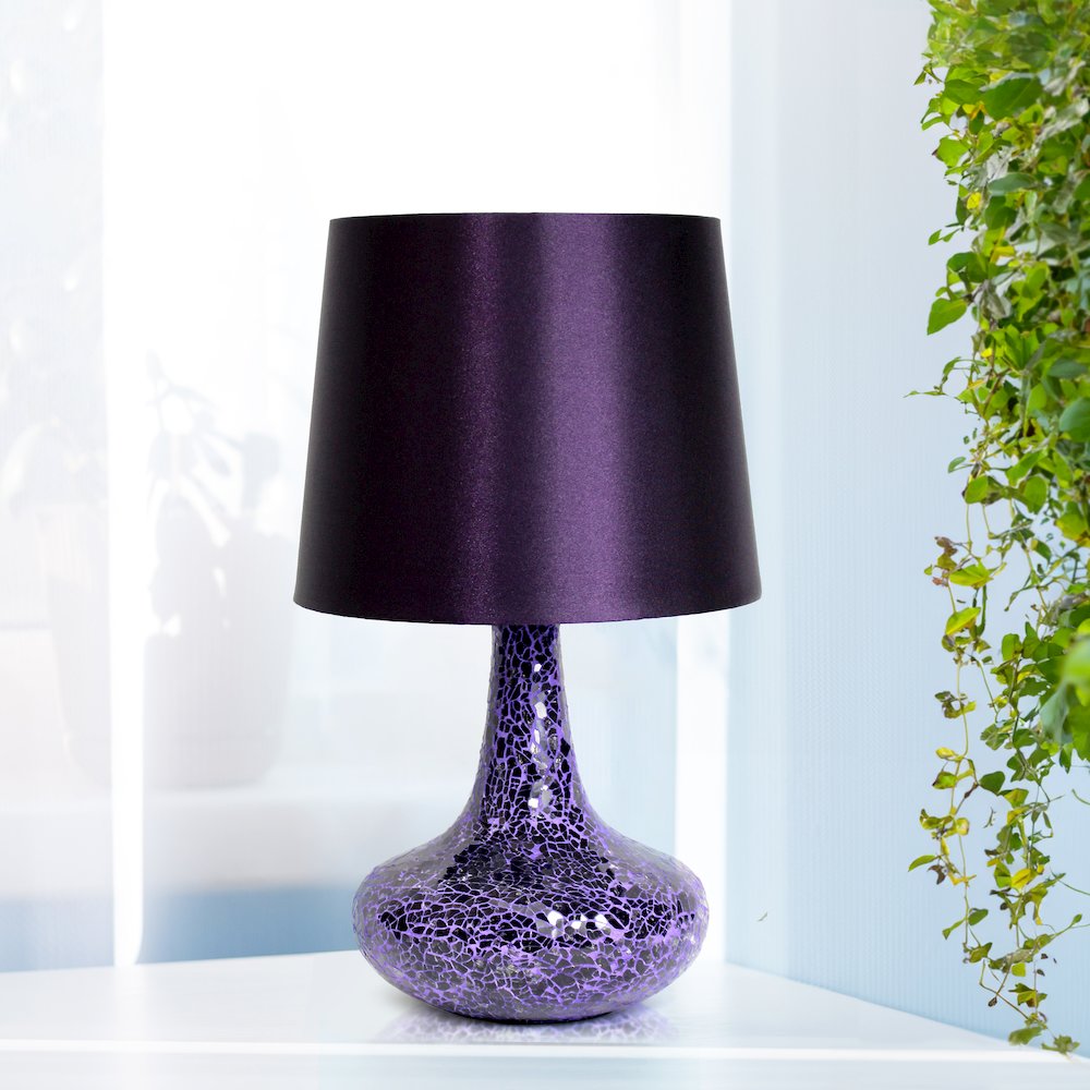 14.17" Fusion Montage Table Lamp and Matching Faux Silk Shade, Purple. Picture 3