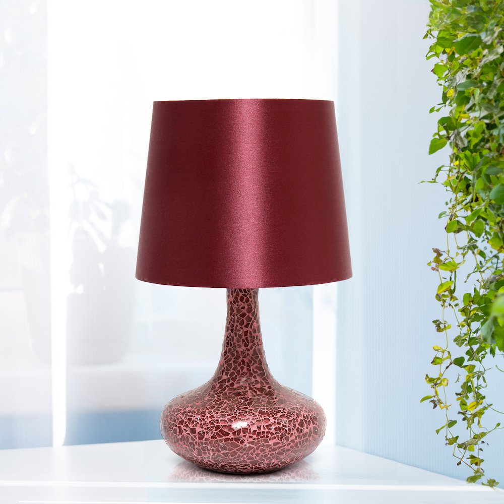 14.17" Fusion Montage Table Lamp and Matching Faux Silk Shade, Red. Picture 3