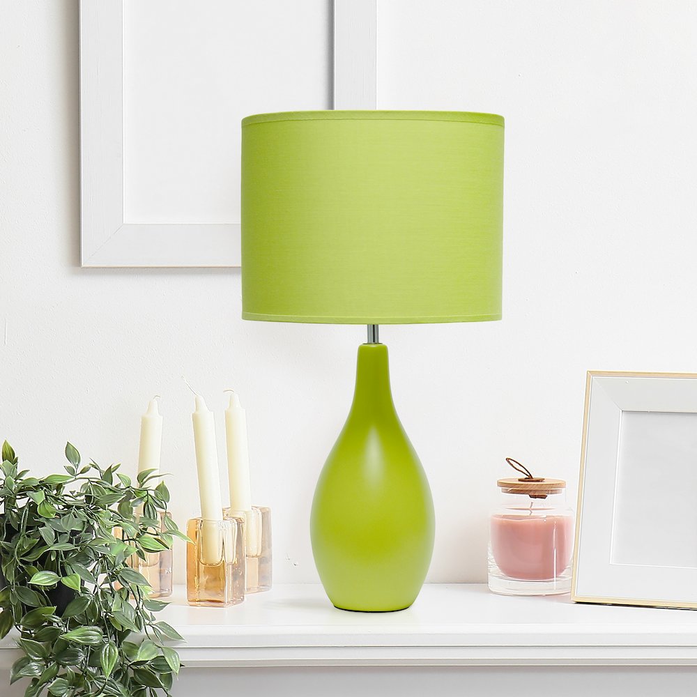 18.11" Traditional Oblong Ceramic Table Lamp, Green. Picture 3