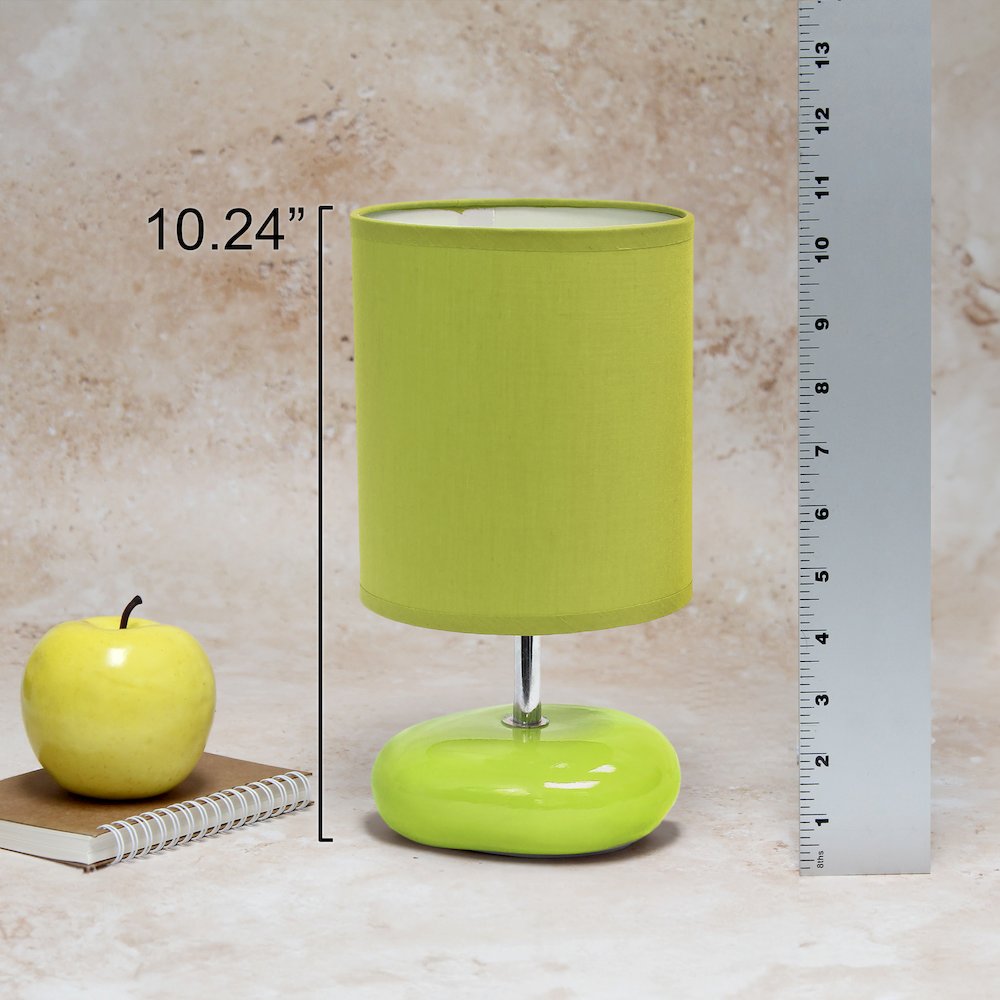 10.24" Petite Circle Stone Table Lamp, Green. Picture 9