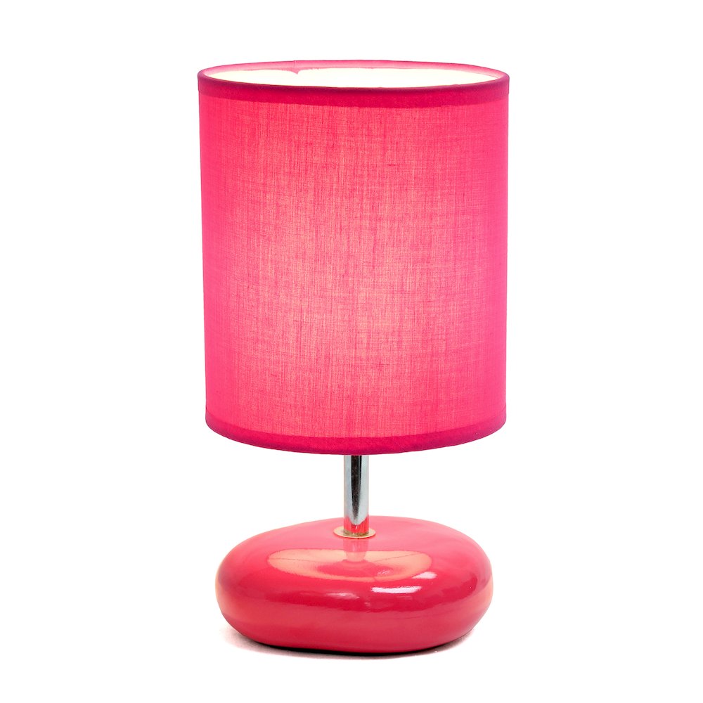 10.24" Petite Circle Stone Table Lamp, Pink. Picture 7