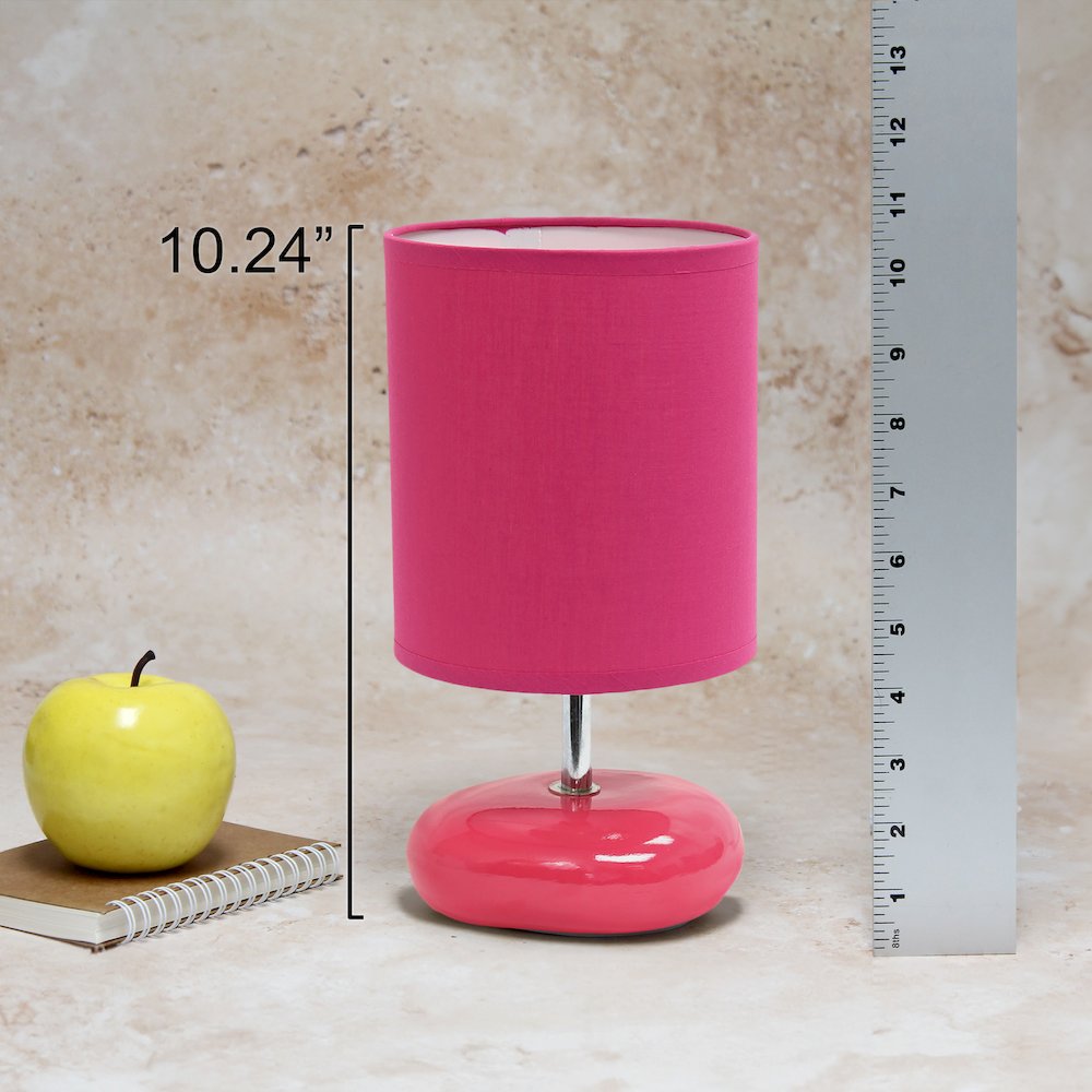 10.24" Petite Circle Stone Table Lamp, Pink. Picture 8