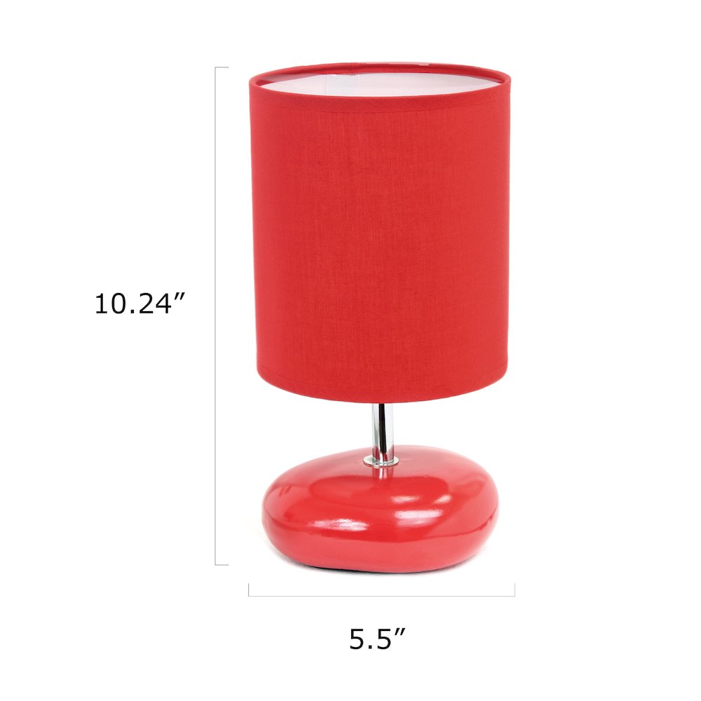 10.24" Petite Circle Stone Table Lamp, Red. Picture 5