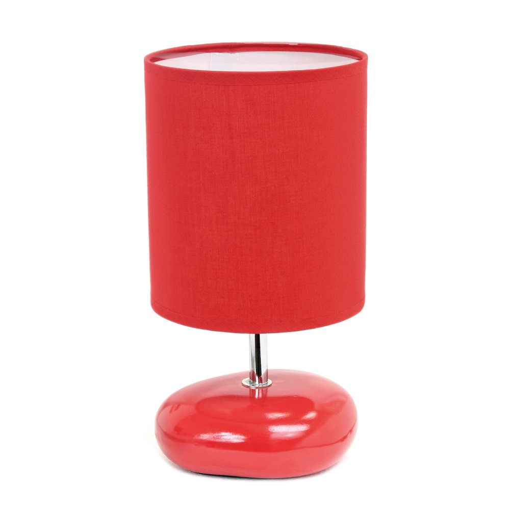 10.24" Petite Circle Stone Table Lamp, Red. Picture 1