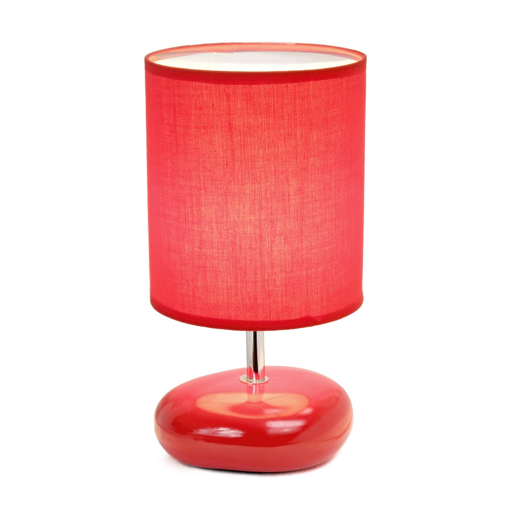 10.24" Petite Circle Stone Table Lamp, Red. Picture 6