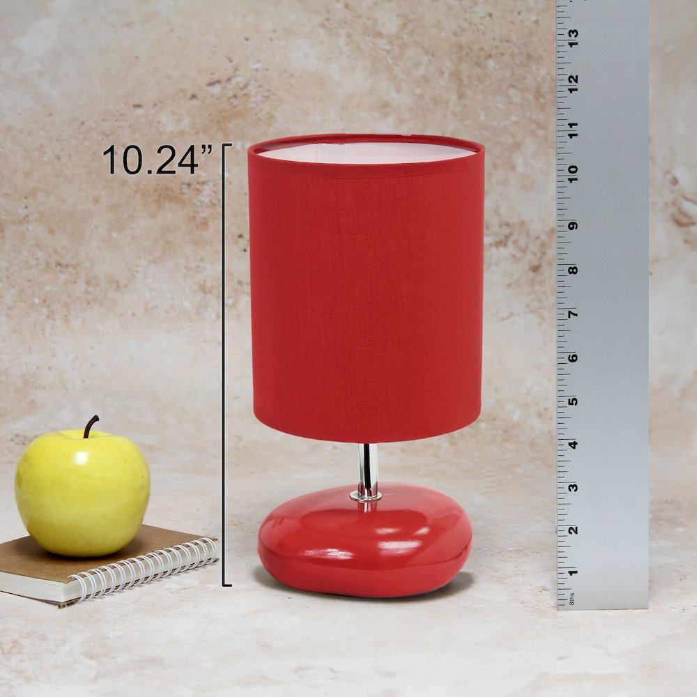 10.24" Petite Circle Stone Table Lamp, Red. Picture 8