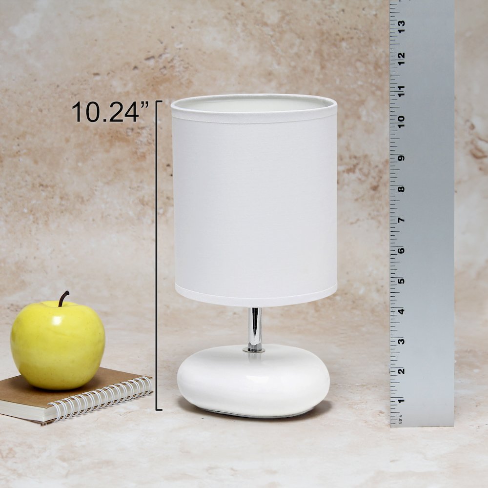 10.24" Petite Circle Stone Table Lamp 2 Pack Set, White. Picture 8