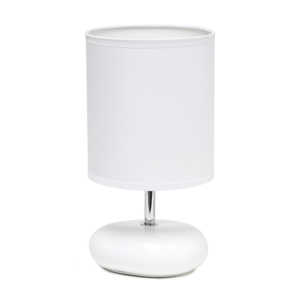 10.24" Petite Circle Stone Table Lamp, White. Picture 1