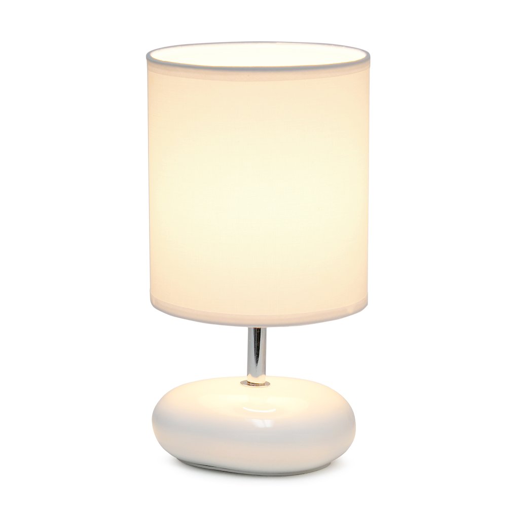 10.24" Petite Circle Stone Table Lamp, White. Picture 7