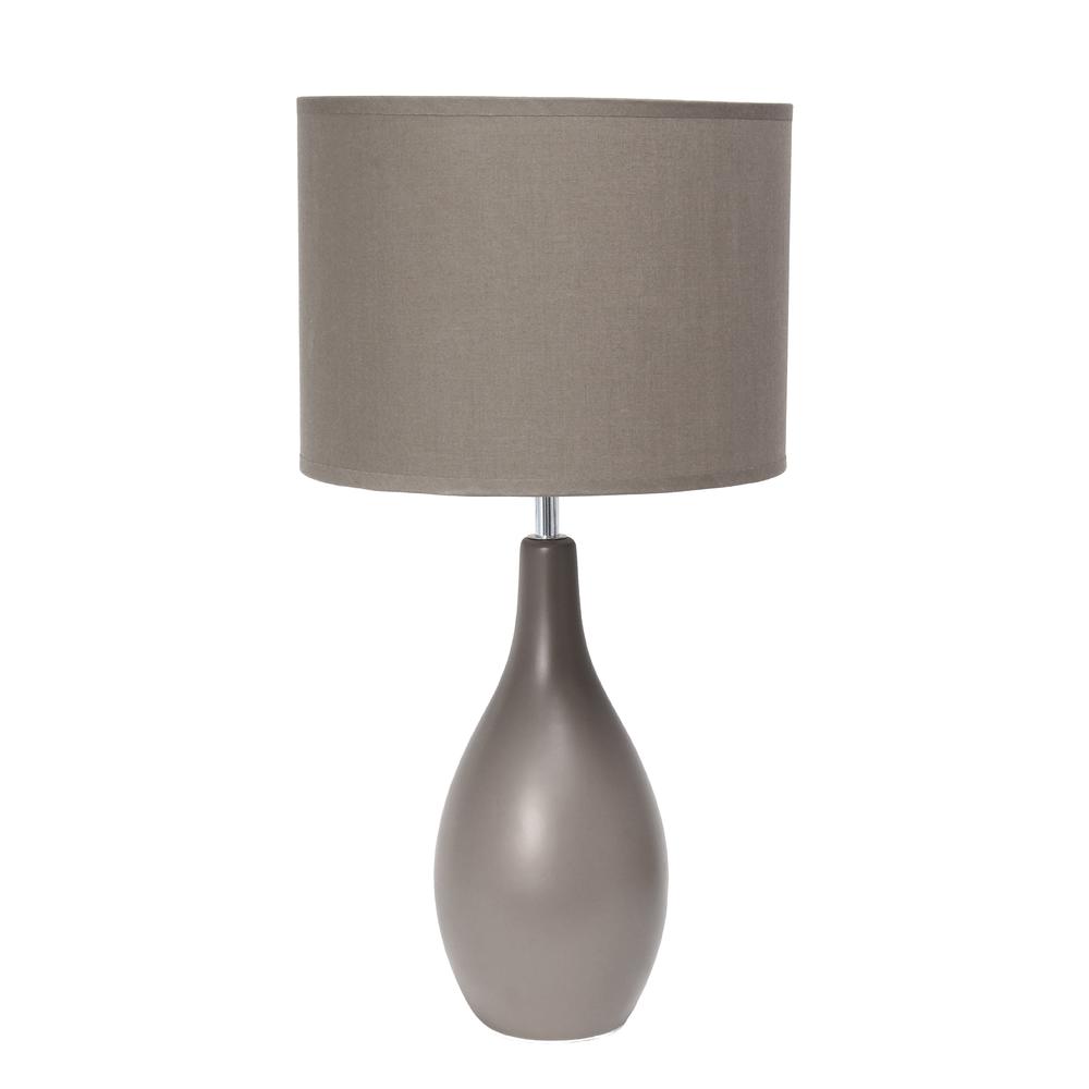 Oval Bowling Pin Base Ceramic Table Lamp, Gray. Picture 6