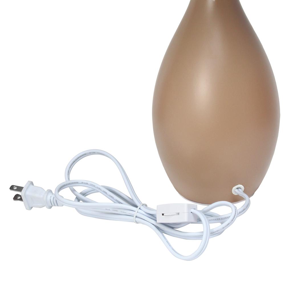 Oval Bowling Pin Base Ceramic Table Lamp, Light Brown. Picture 1